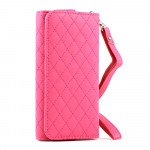 Wholesale iPhone 5 5C 5S Universal Flip Leather Wallet Case with Strap (Hot Pink)